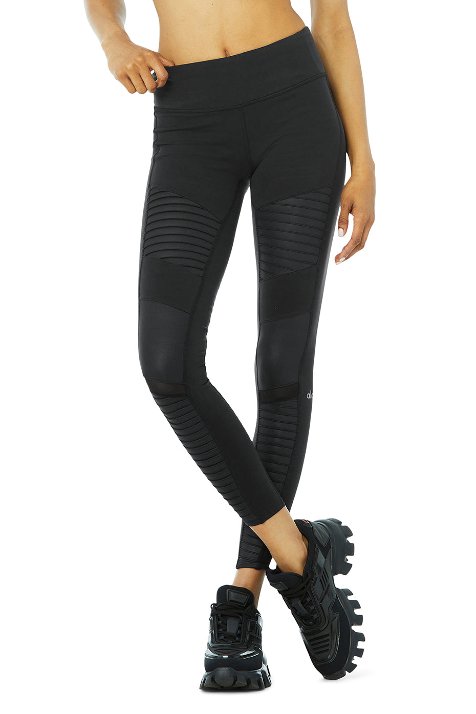 ALO Yoga Moto Legging - Black/Black Glossy