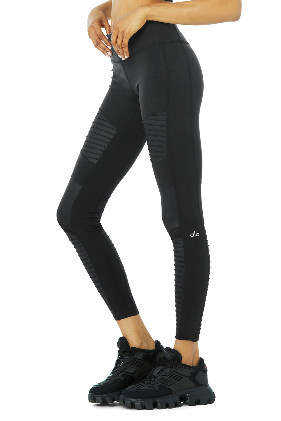 ALO Yoga Moto Legging - Black/Black Glossy - 3