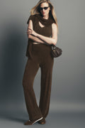 ALO Yoga Micro Chenille High-Waist Straight Leg Pant - Espresso