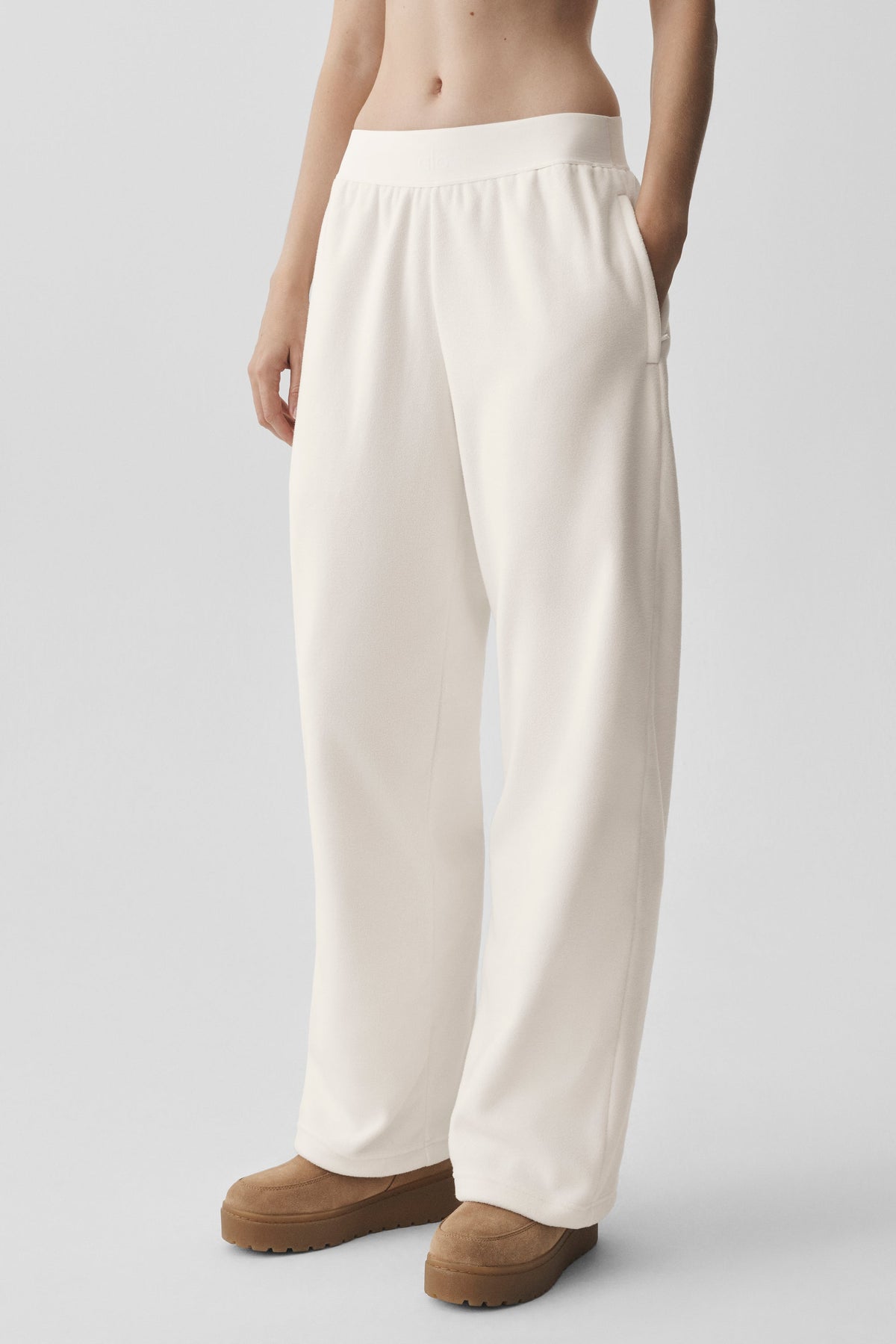 ALO Yoga Polar Fleece Suit Up Pant (Regular) - Ivory - 4