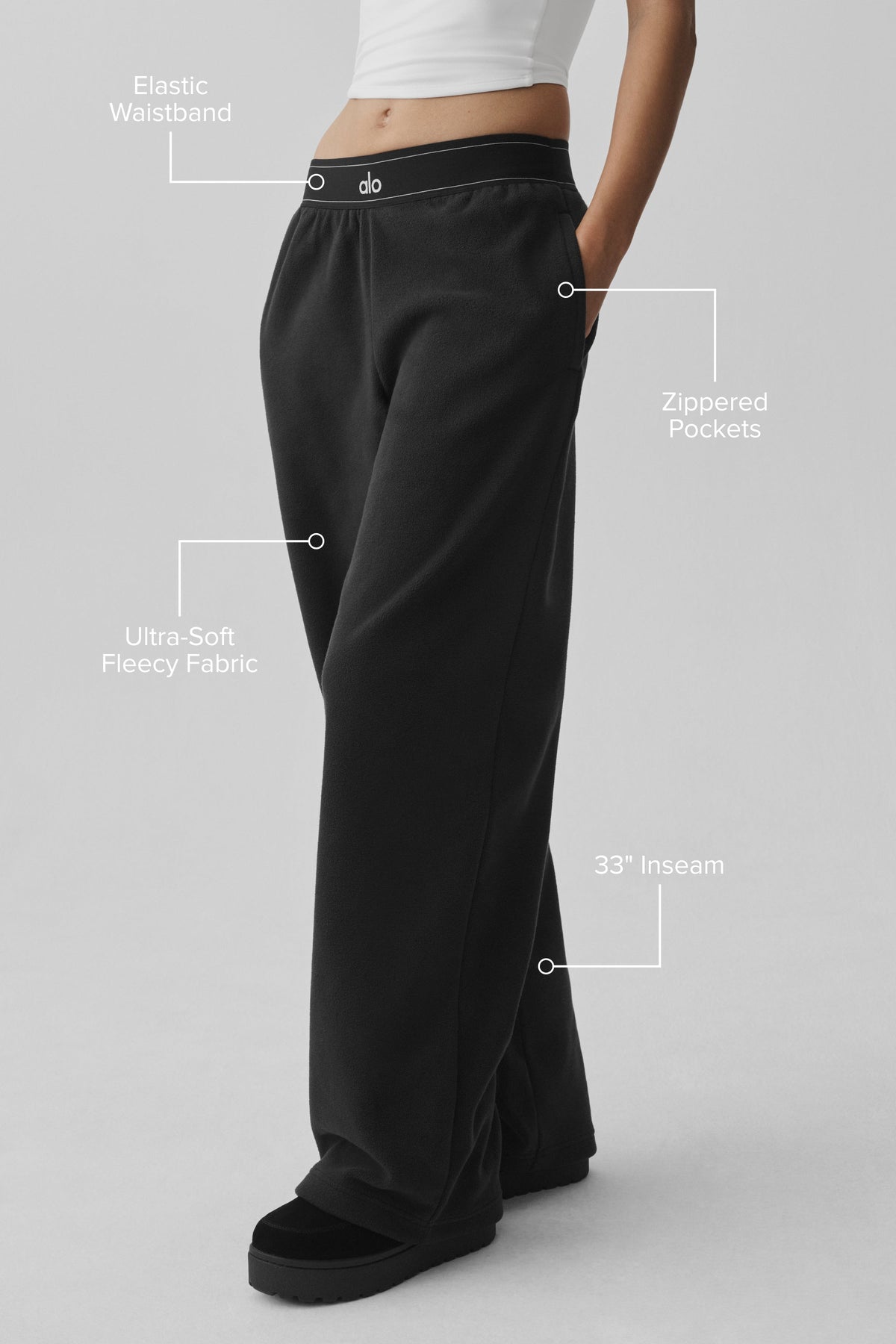 ALO Yoga Polar Fleece Suit Up Pant (Long) - Black - 2