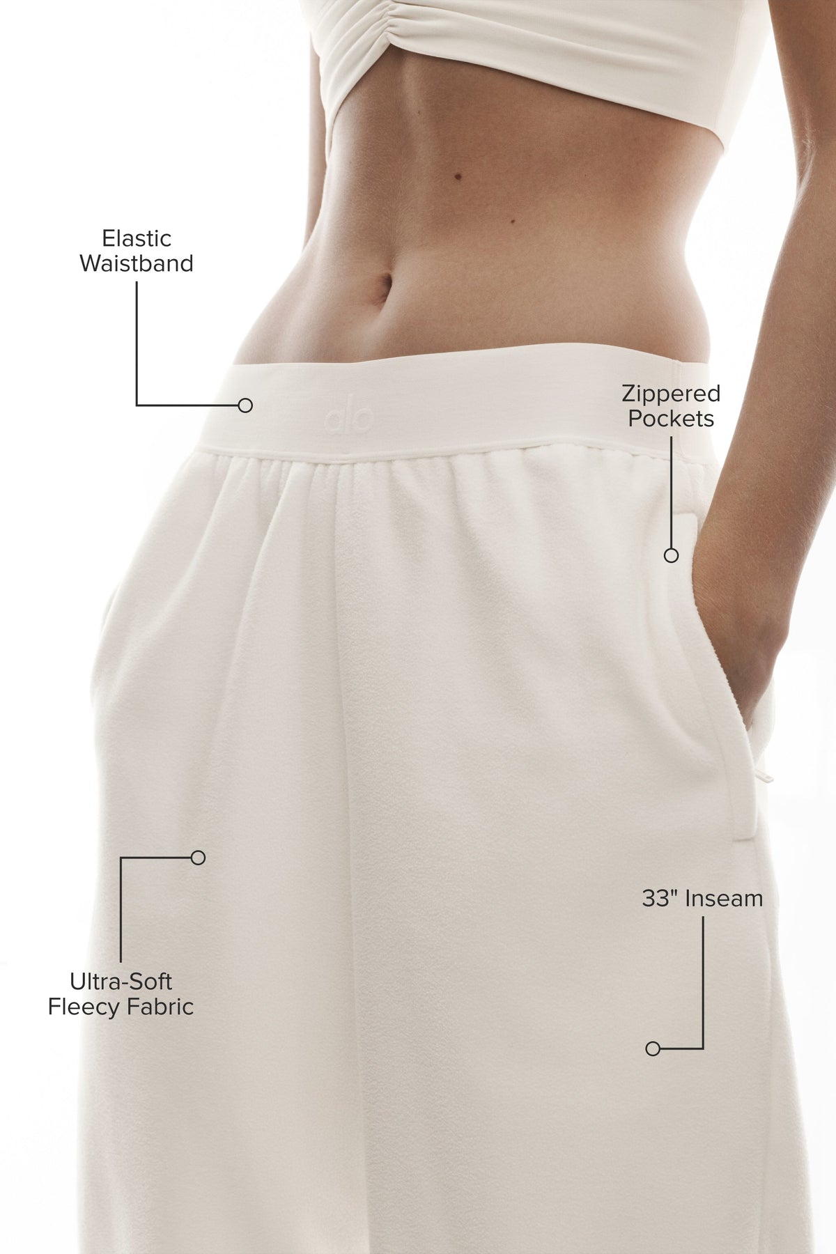 ALO Yoga Polar Fleece Suit Up Pant (Long) - Ivory - 2
