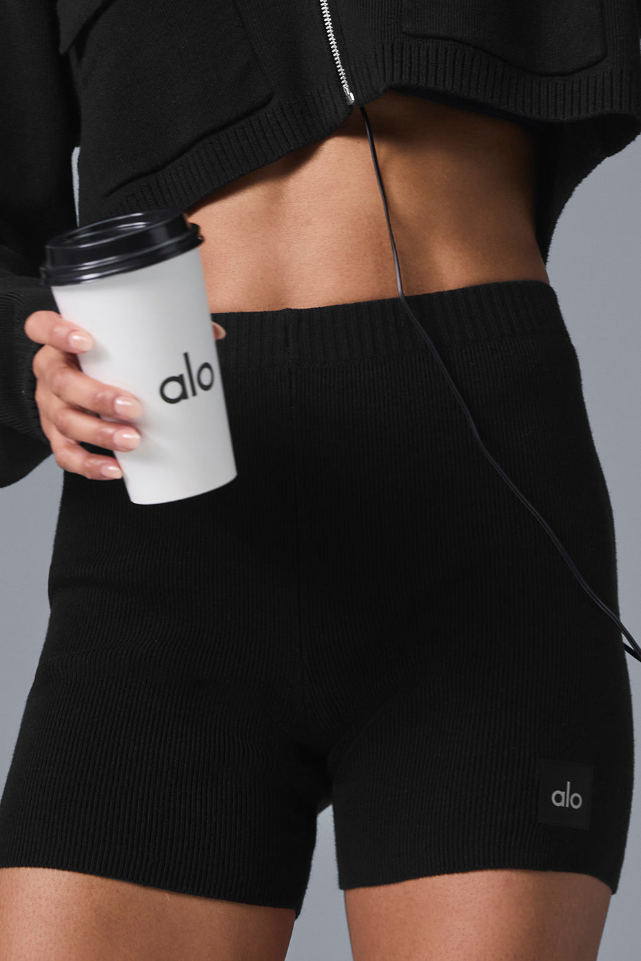 ALO Yoga Scholar Knit High-Waist Short - Black - 3