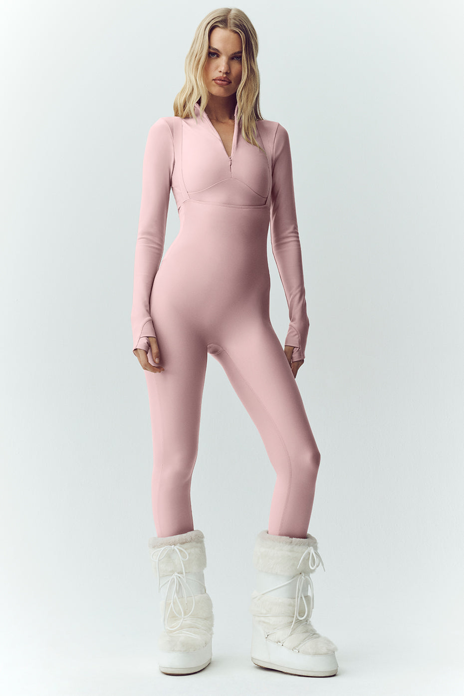 ALO Yoga Airlift Winter Warm Ski Time Bib - Pink Champagne