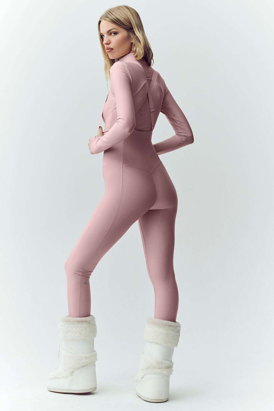 ALO Yoga Airlift Winter Warm Ski Time Bib - Pink Champagne - 2