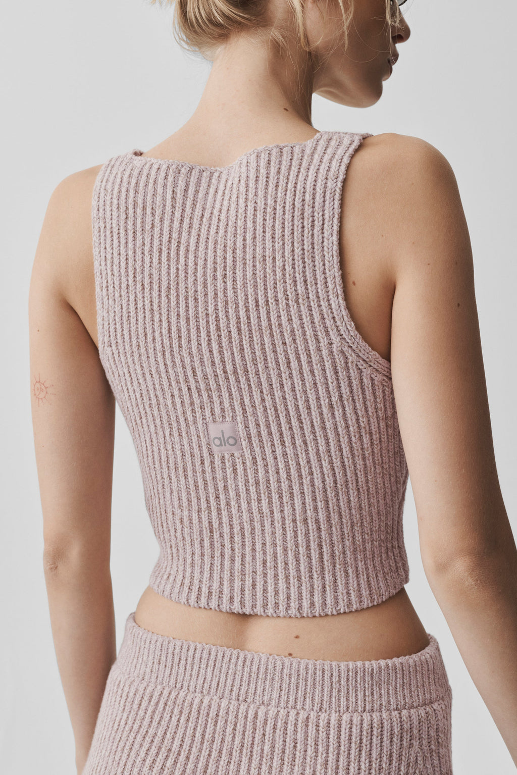ALO Yoga Marl Sweater Rewind Tank - Frosted Pearl Marl - 2