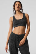 ALO Yoga Marl Sweater Bra - Black Marl