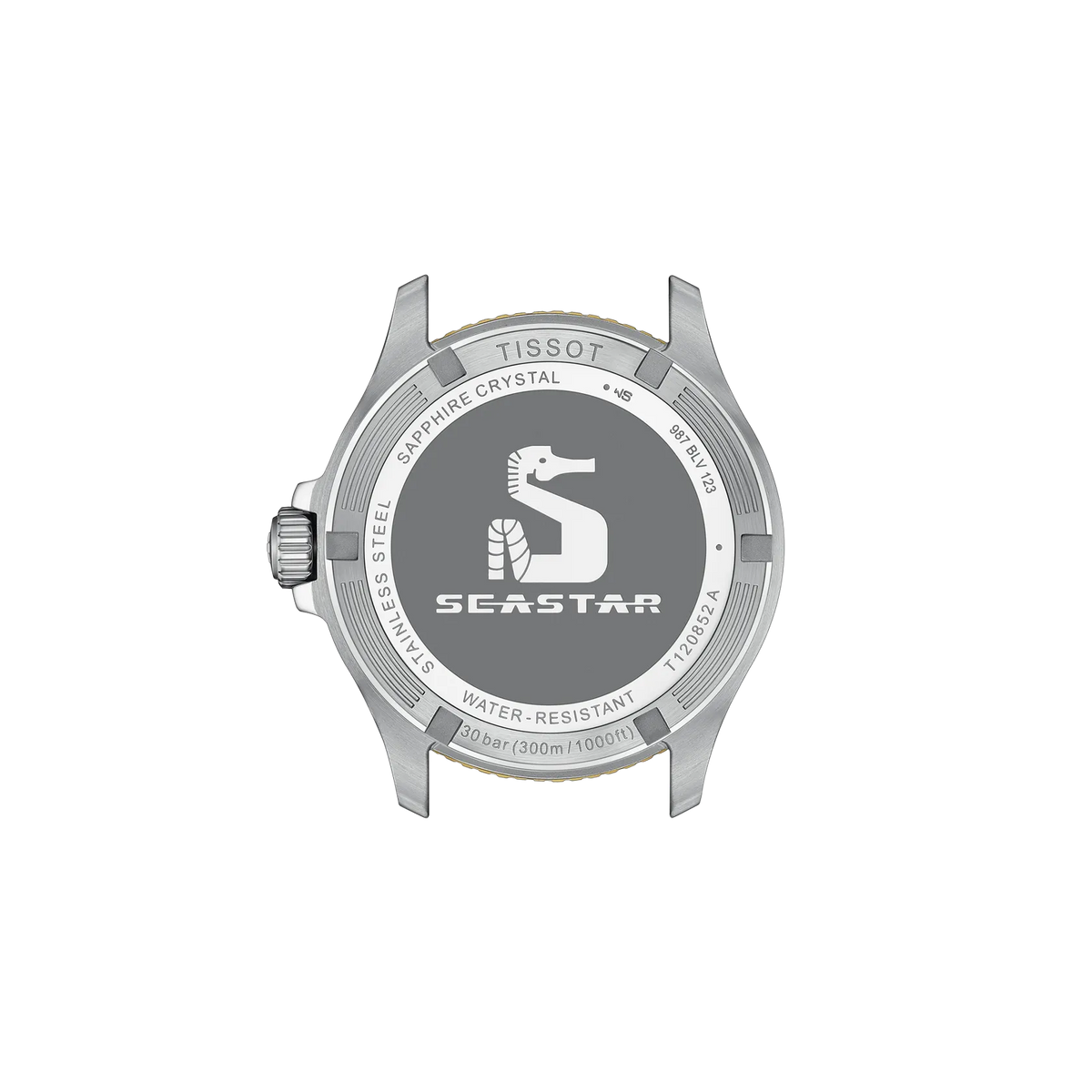 Back view of the watch case Tissot Seastar 1000 GMT 40mm