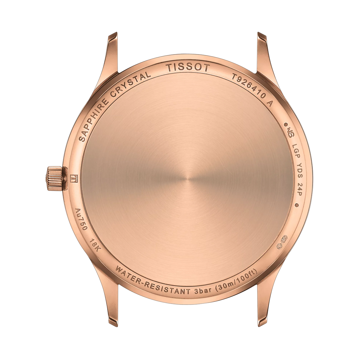 Back view of the watch case Tissot Excellence 18K Gold