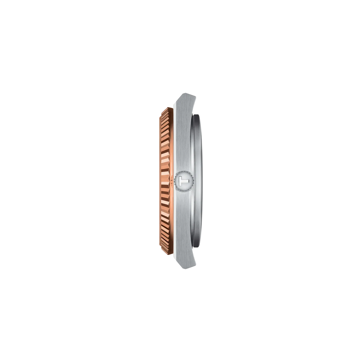 Profile view of the watch case Tissot PRX Gold 40mm