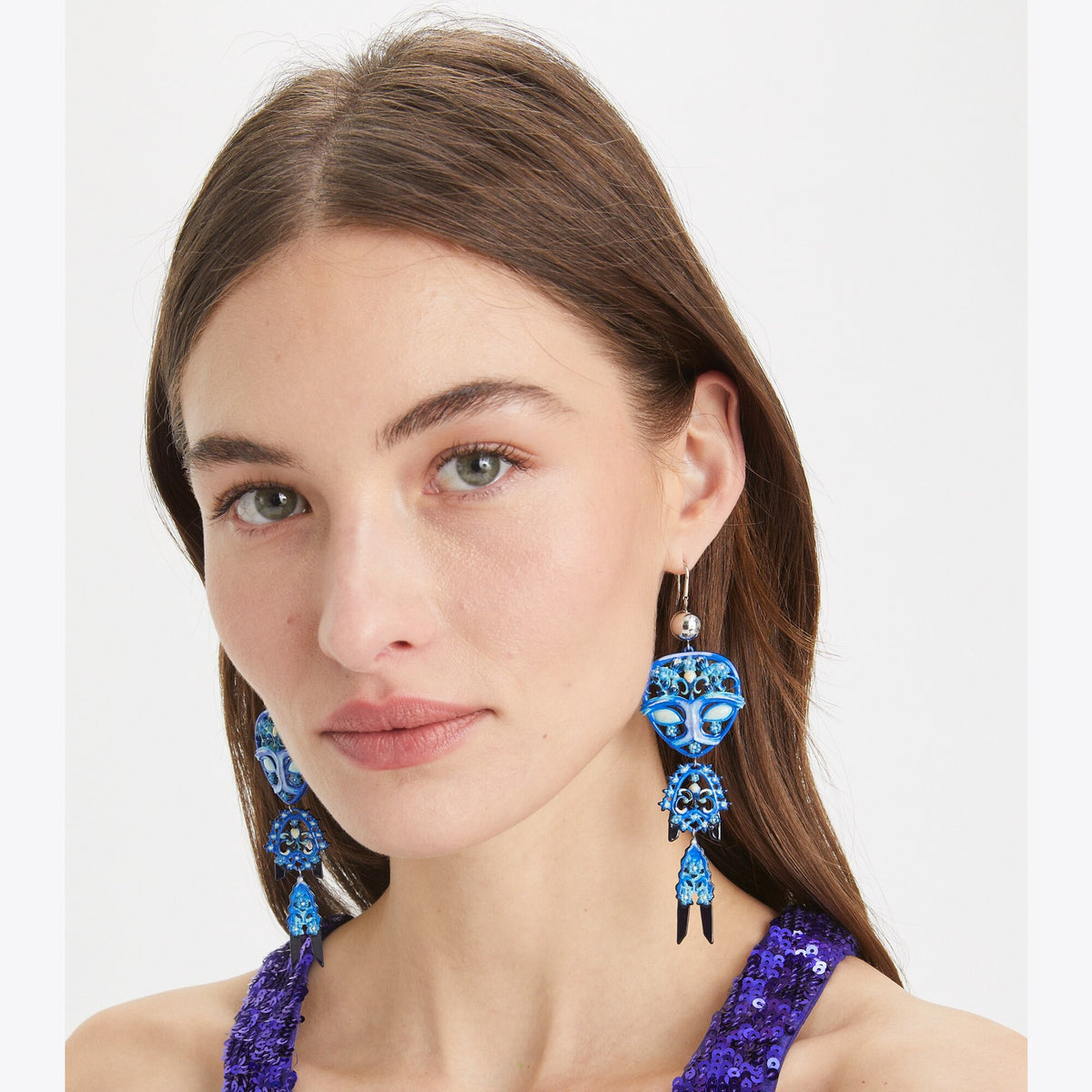 Tory Burch Alien Earrings - Tory Silver / Blue - 3