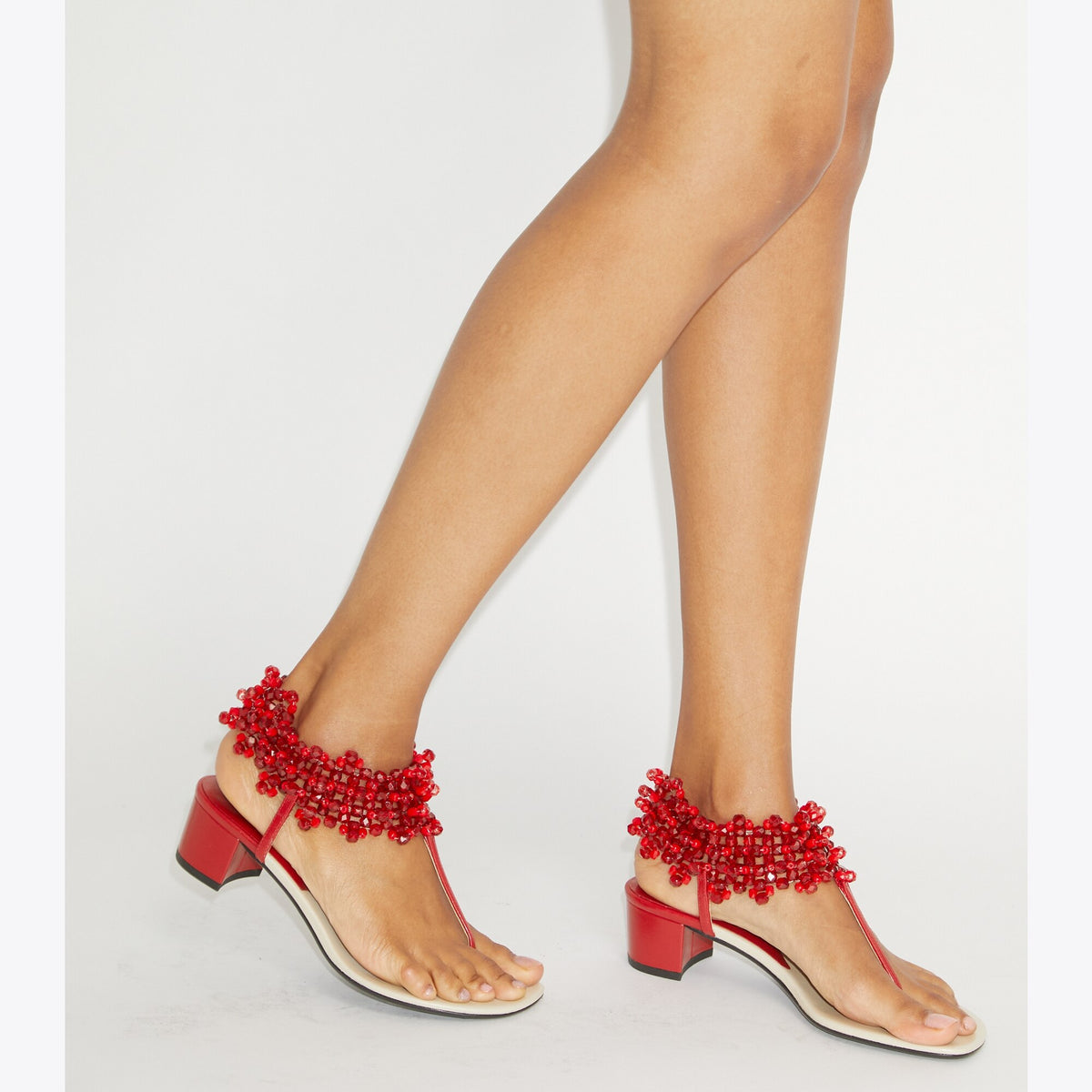 Tory Burch Beaded Heeled Sandal - Tory Red - 2