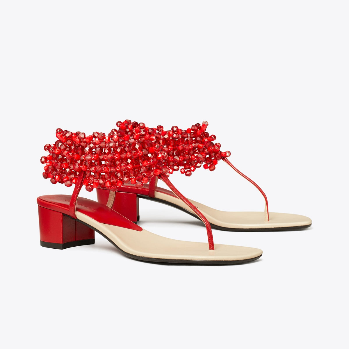 Tory Burch Beaded Heeled Sandal - Tory Red