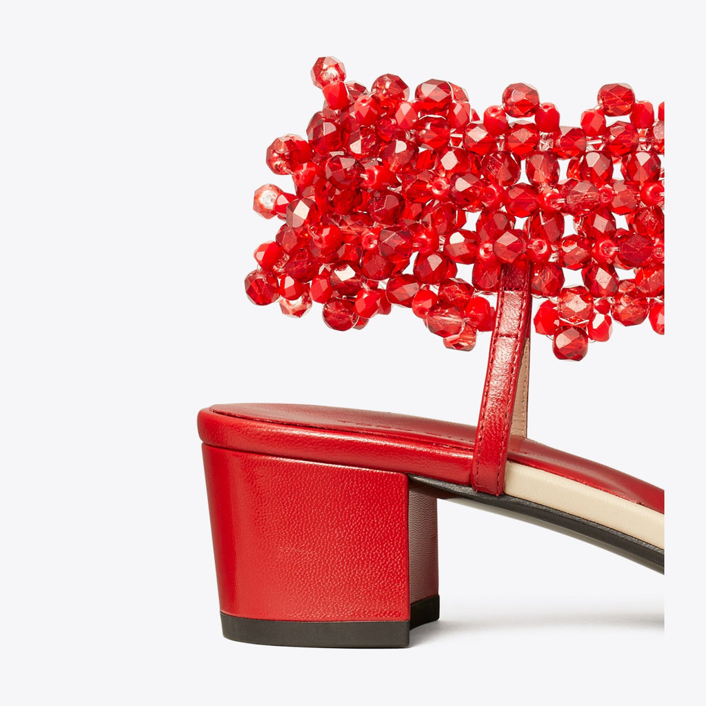 Tory Burch Beaded Heeled Sandal - Tory Red - 4