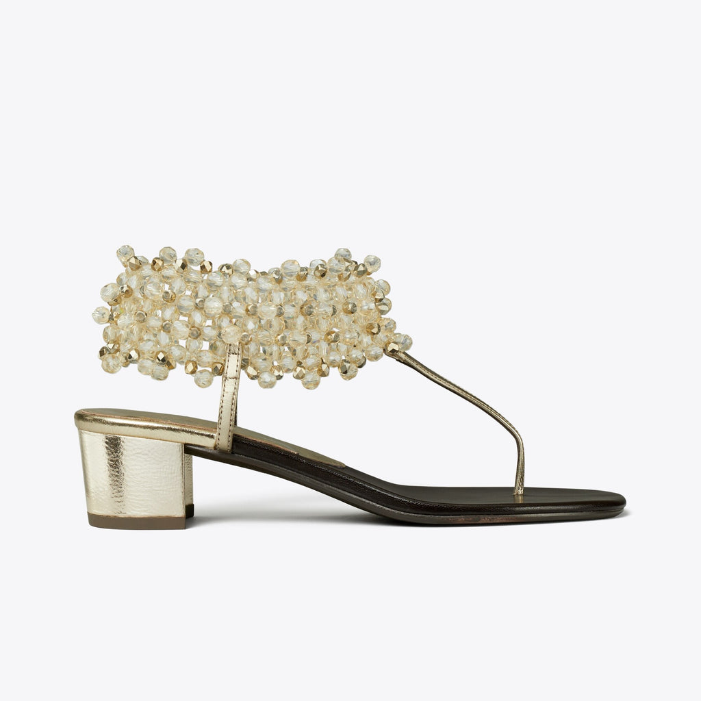 Tory Burch Beaded Heeled Sandal - Spark Gold - 3