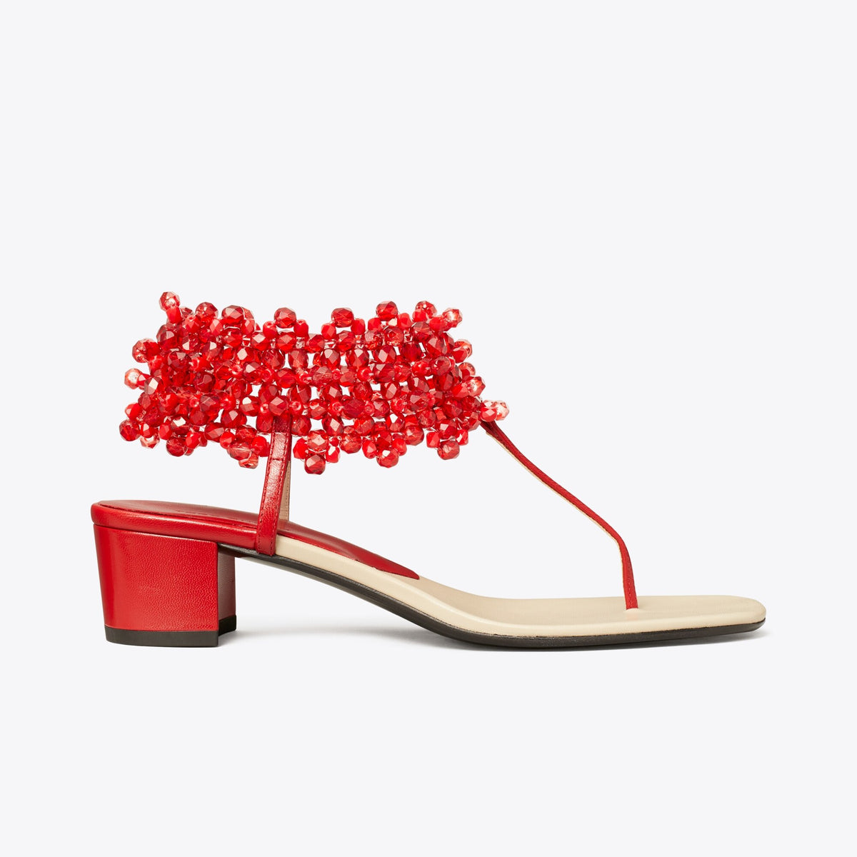 Tory Burch Beaded Heeled Sandal - Tory Red - 3