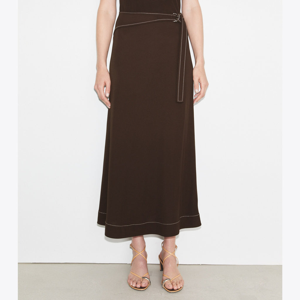 Tory Burch Belted Jersey Skirt - Deep Chocolate - 5