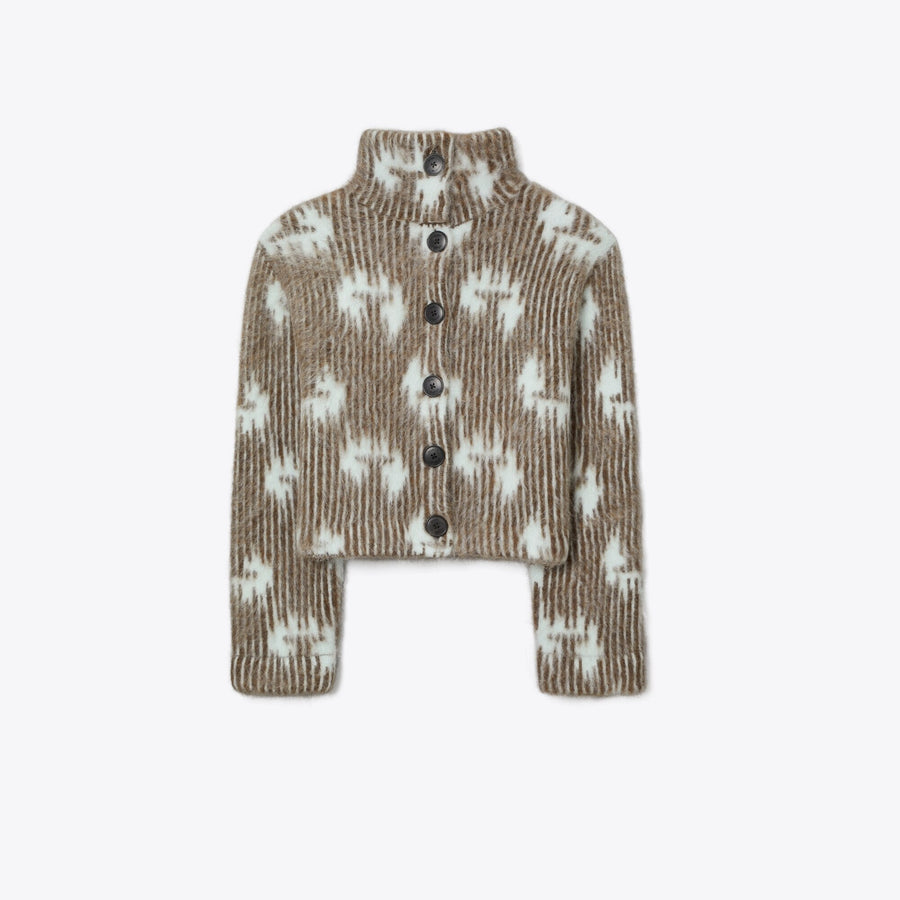 Tory Burch Brushed Alpaca Jacquard Bomber Jacket