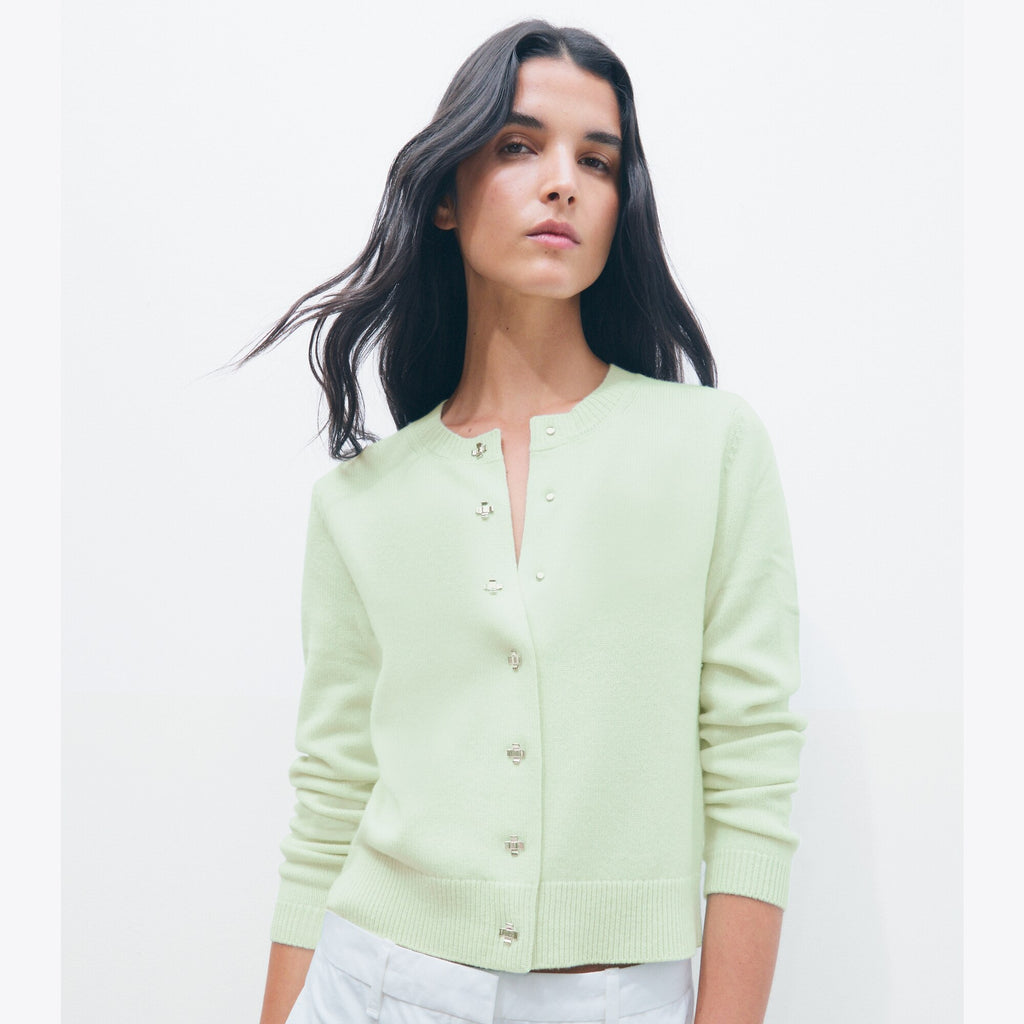 Tory Burch Bunny Knot Cashmere Cardigan - Mint - 2
