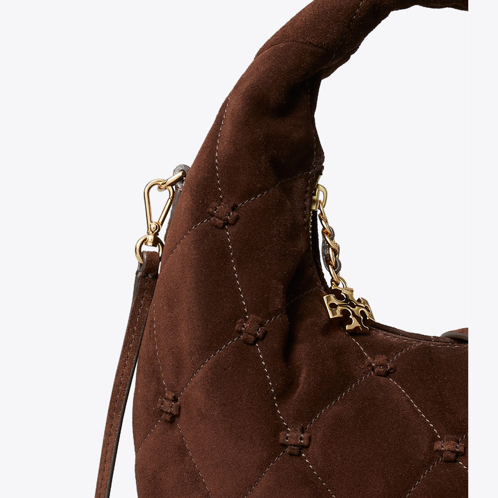 Tory Burch Bunny Knot Suede Crescent Bag - Dark Cocoa - 3