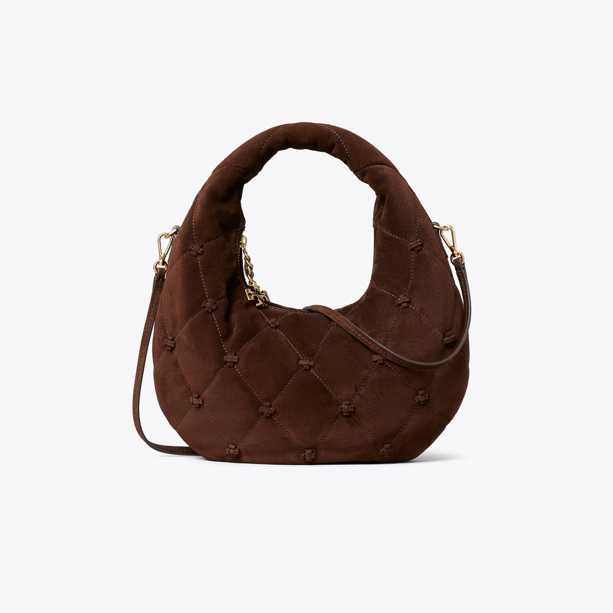 Tory Burch Bunny Knot Suede Crescent Bag - Dark Cocoa - 2