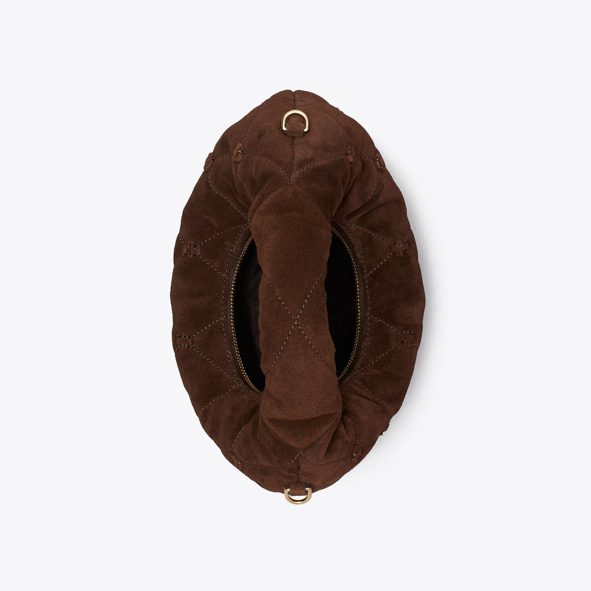 Tory Burch Bunny Knot Suede Crescent Bag - Dark Cocoa - 4