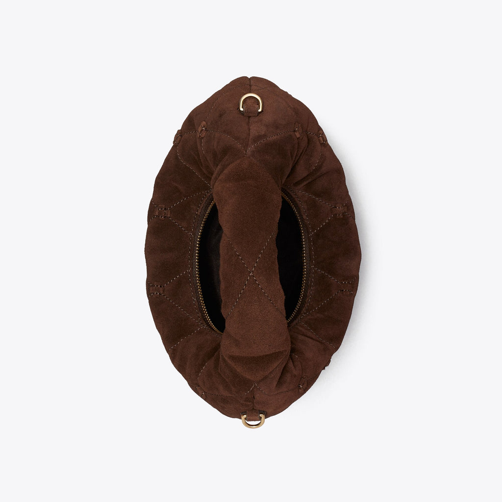 Tory Burch Bunny Knot Suede Crescent Bag - Dark Cocoa - 4