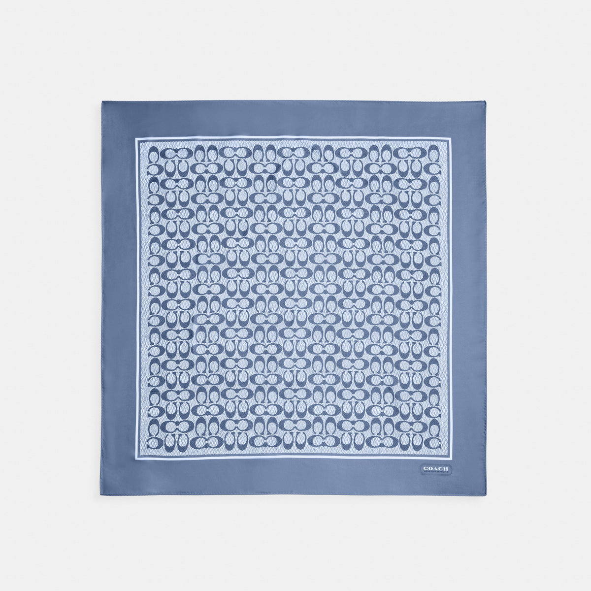 Coach Textured Signature Print Silk Square Scarf - Light Denim (Women's)