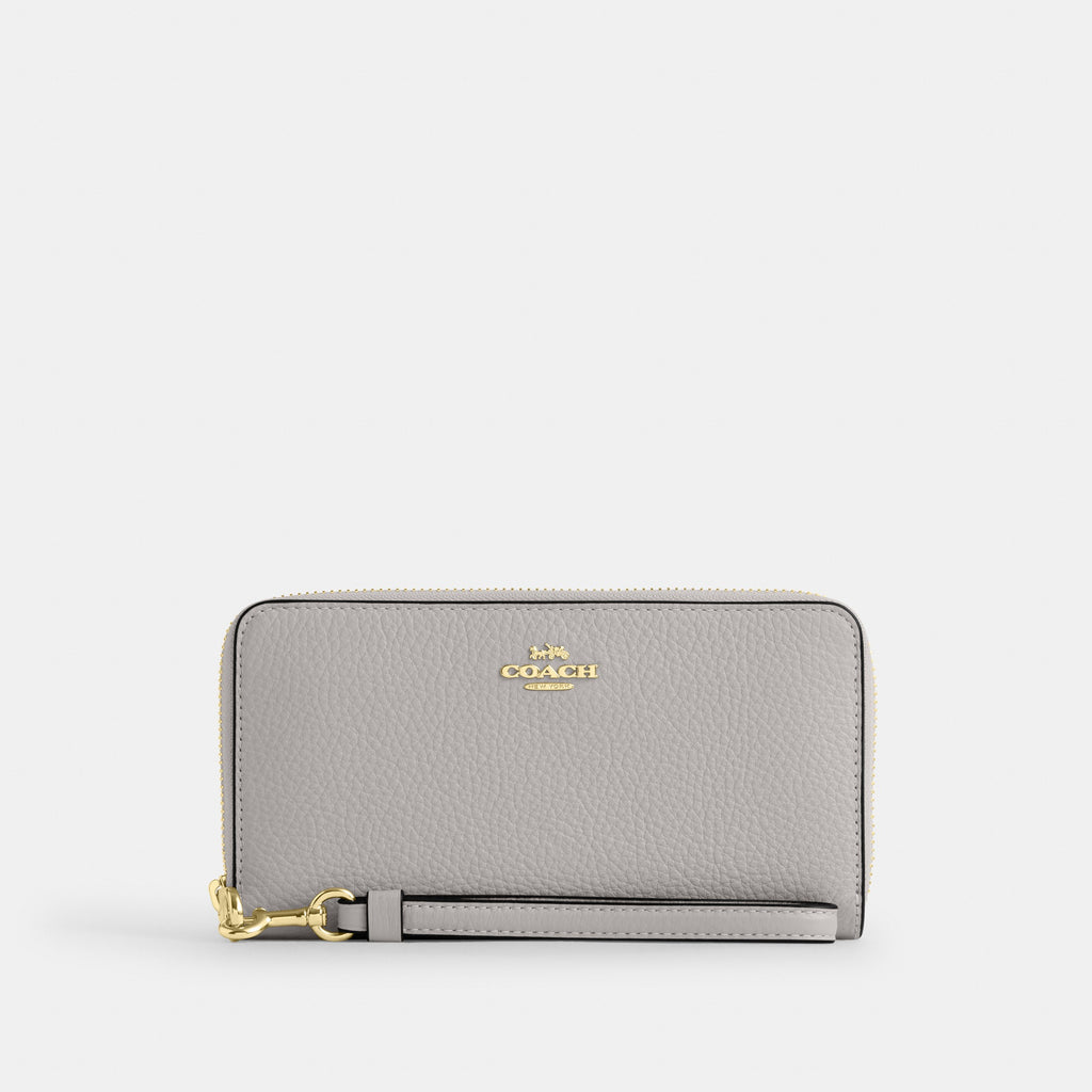 Coach Long Zip Around Wallet - Gold/Dove Grey