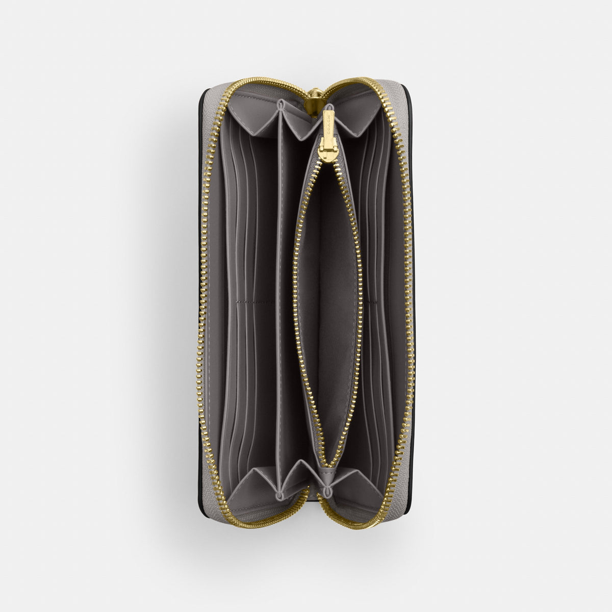 Coach Long Zip Around Wallet - Gold/Dove Grey (2)