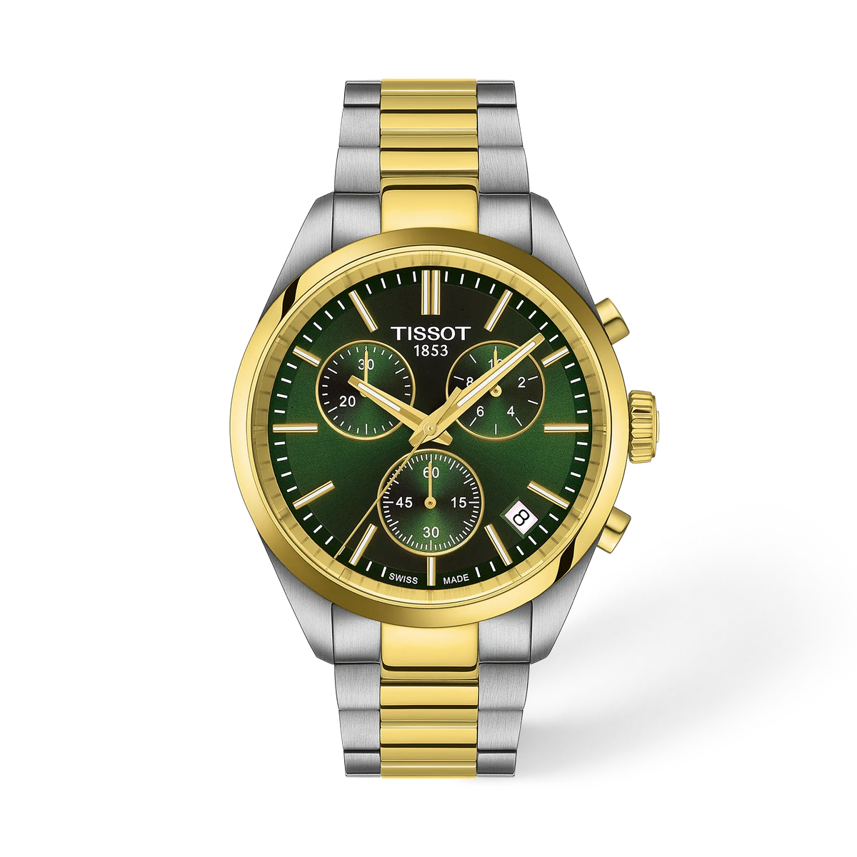 Front view of the watch TISSOT PR 100 40mm with shadow