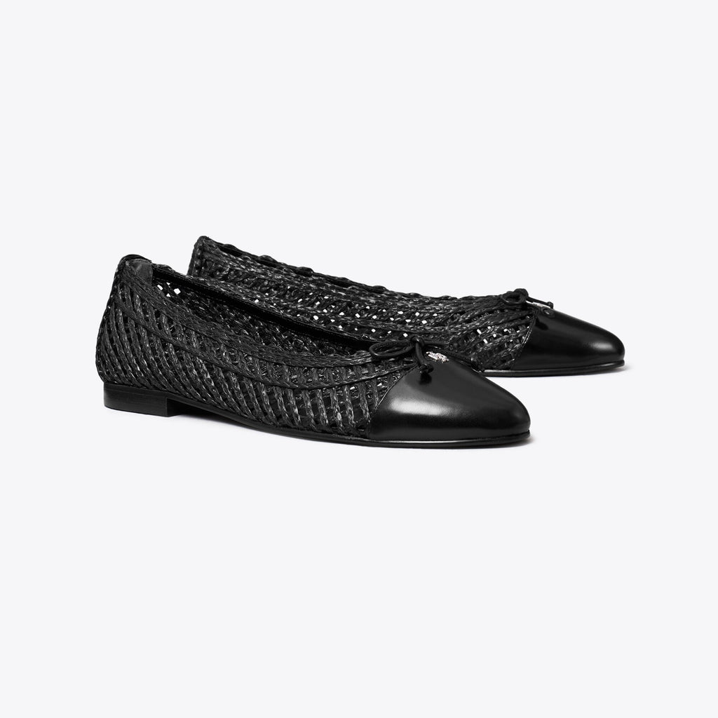 Tory Burch Cap-Toe Ballet - Black / Black
