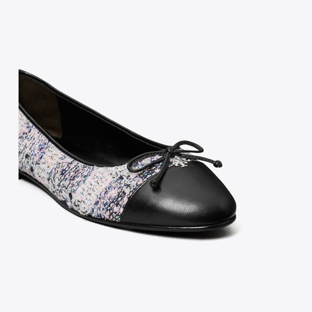 Tory Burch Cap-Toe Ballet - Pink / Black Multi / Perfect Black - 3