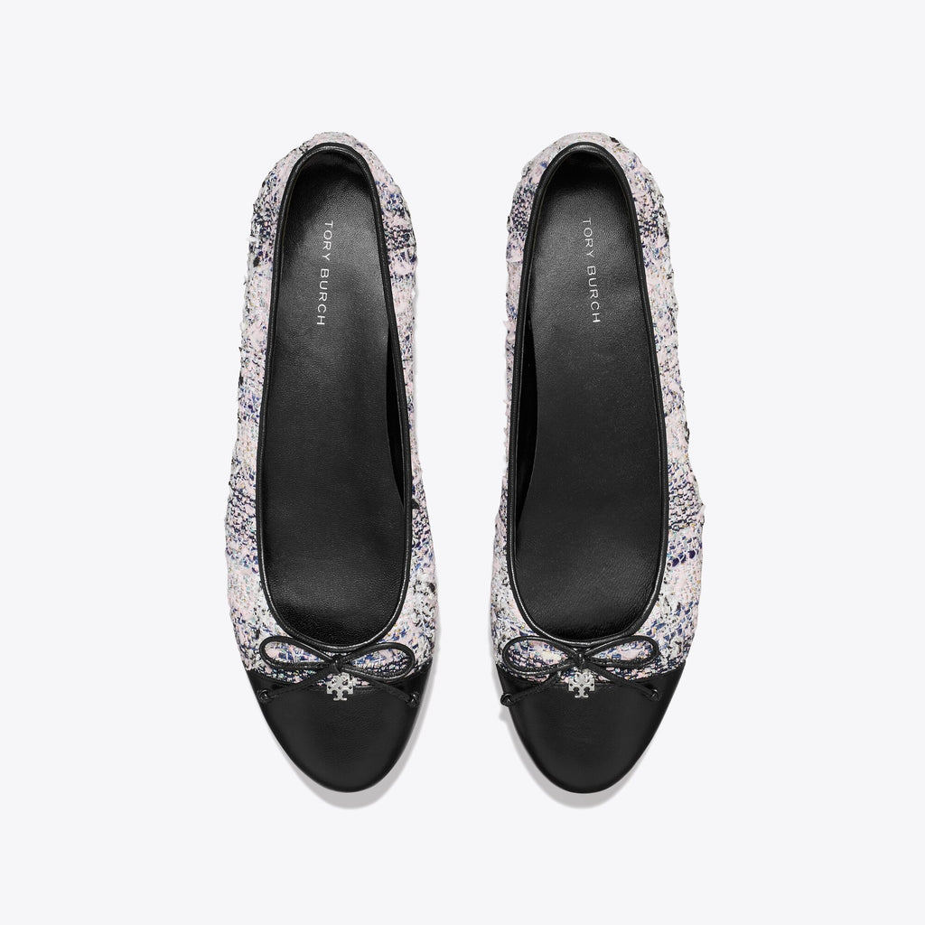 Tory Burch Cap-Toe Ballet - Pink / Black Multi / Perfect Black - 4