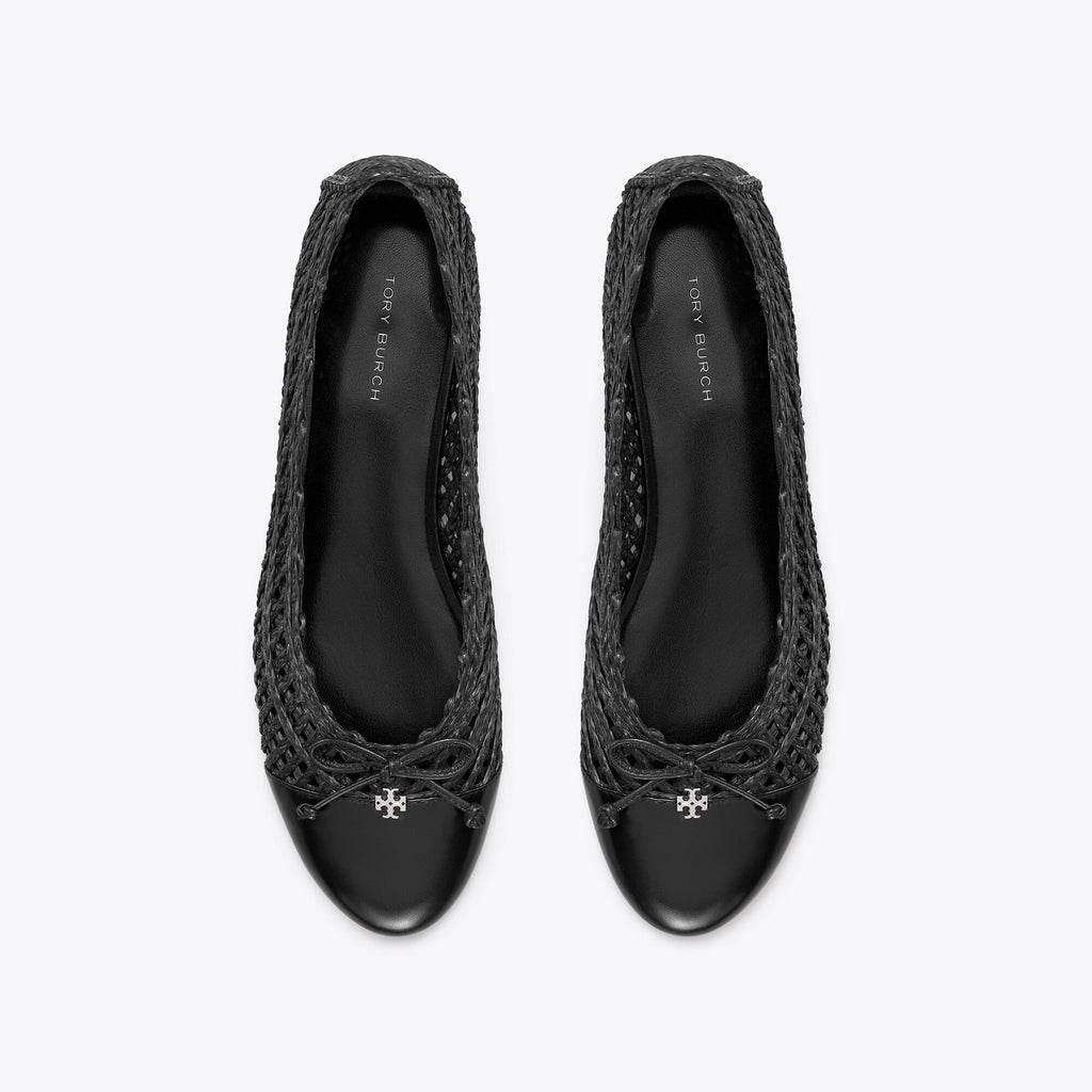 Tory Burch Cap-Toe Ballet - Black / Black - 5