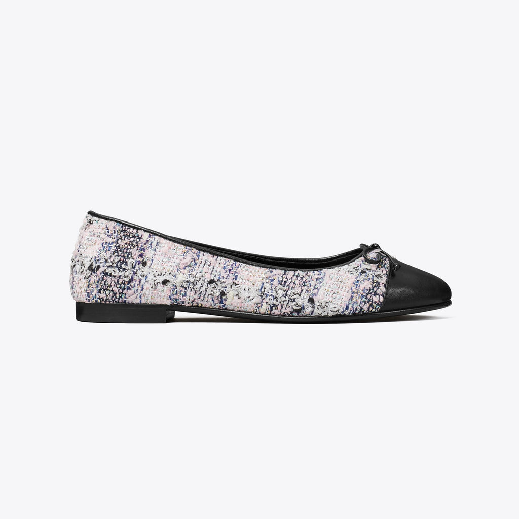 Tory Burch Cap-Toe Ballet - Pink / Black Multi / Perfect Black - 2