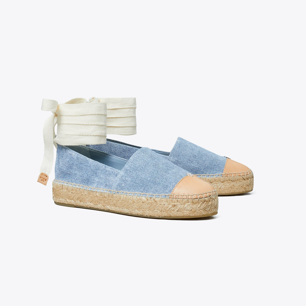 Tory Burch Cap-Toe Espadrille - Blue Cloud / Brushed Almond