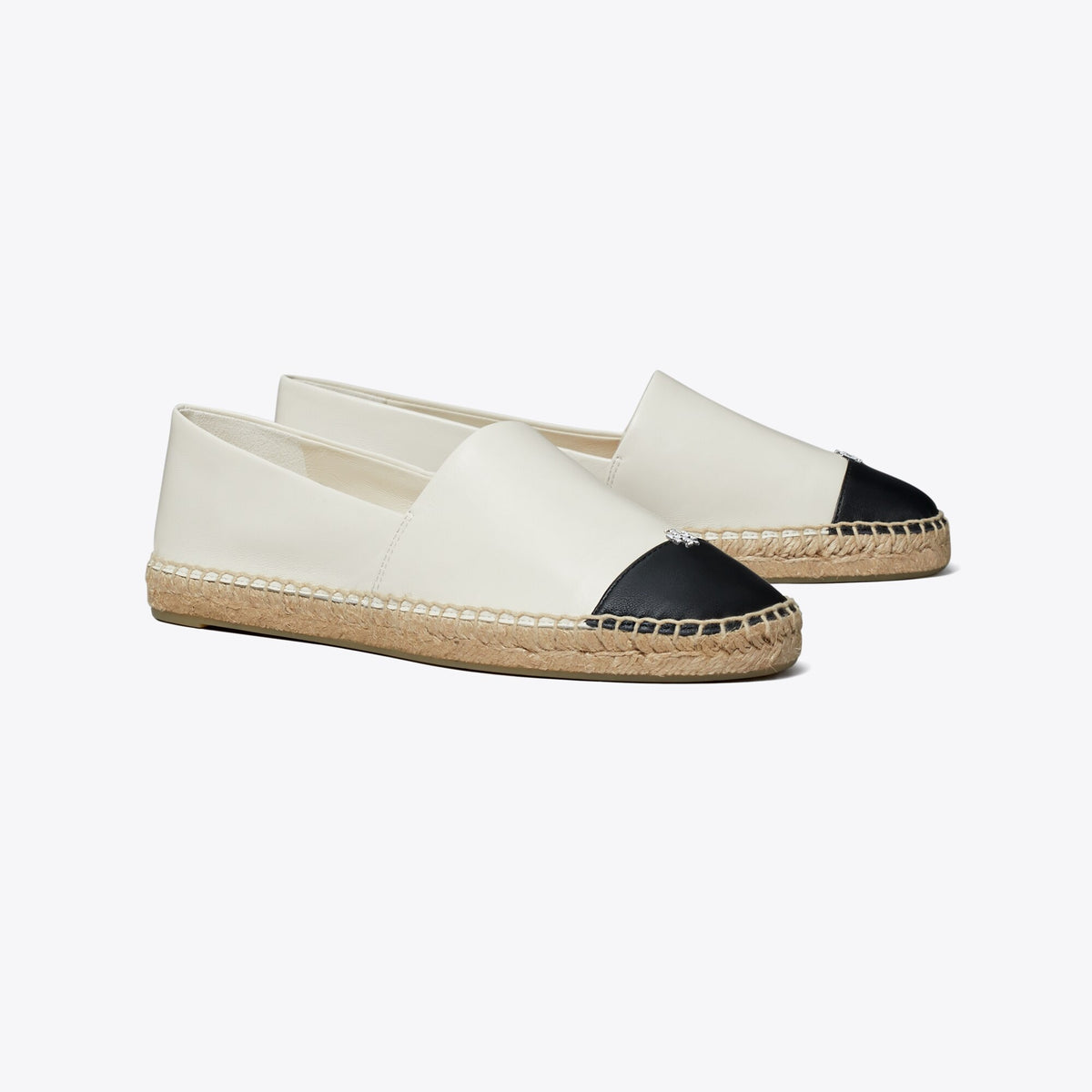 Tory Burch Cap-Toe Espadrille - Light Cream / Perfect Black