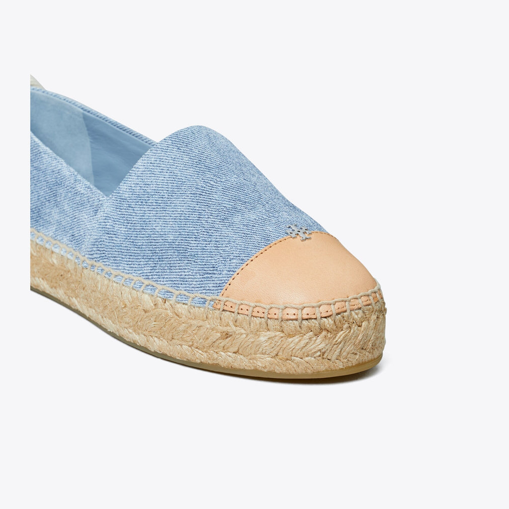 Tory Burch Cap-Toe Espadrille - Blue Cloud / Brushed Almond - 3