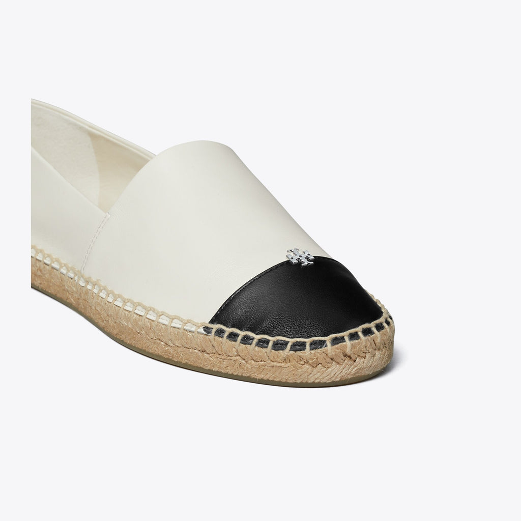 Tory Burch Cap-Toe Espadrille - Light Cream / Perfect Black - 3