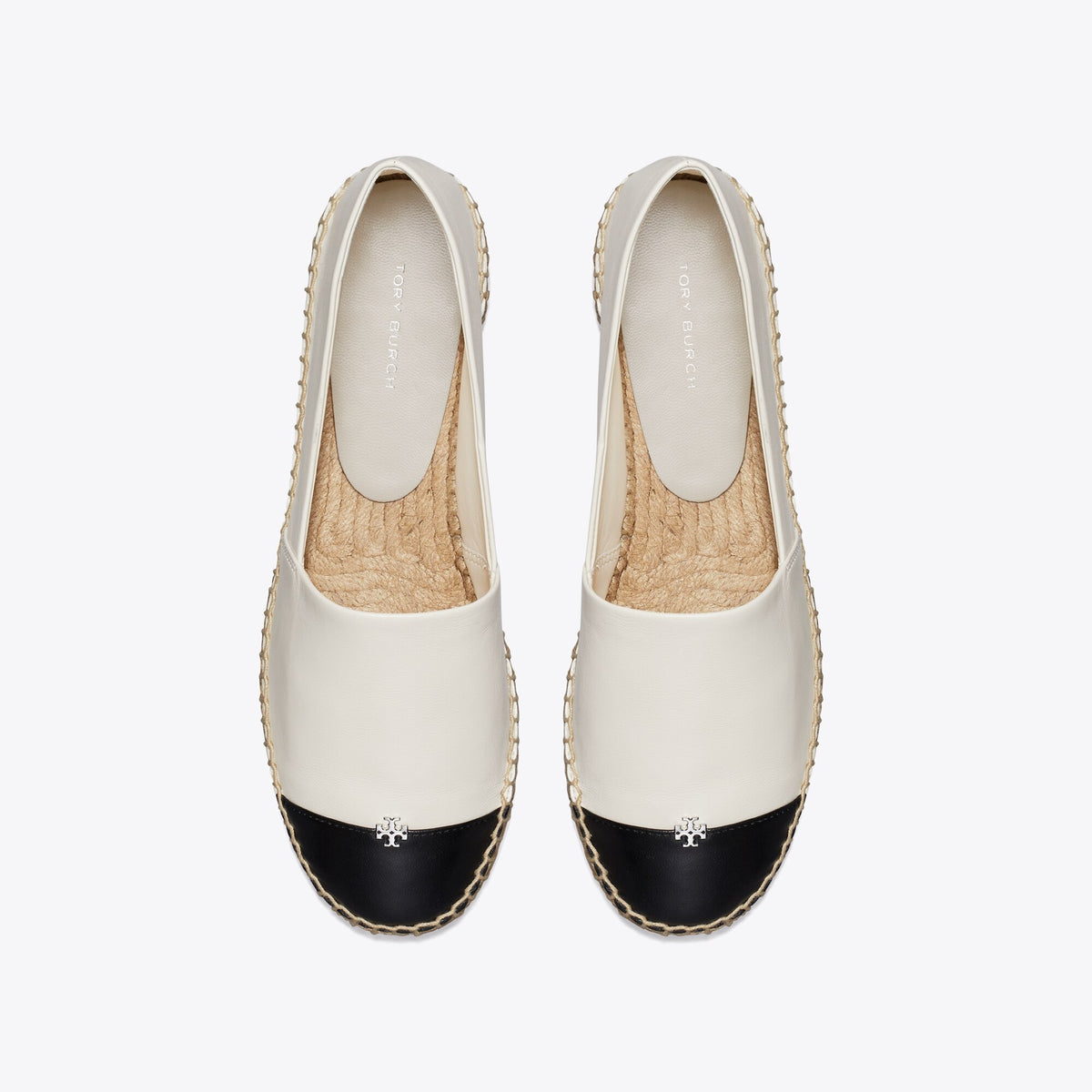 Tory Burch Cap-Toe Espadrille - Light Cream / Perfect Black - 4