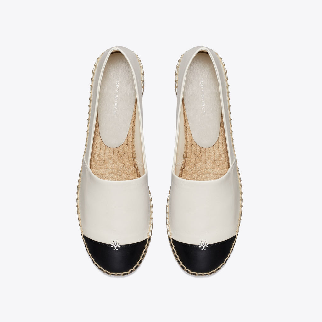 Tory Burch Cap-Toe Espadrille - Light Cream / Perfect Black - 4