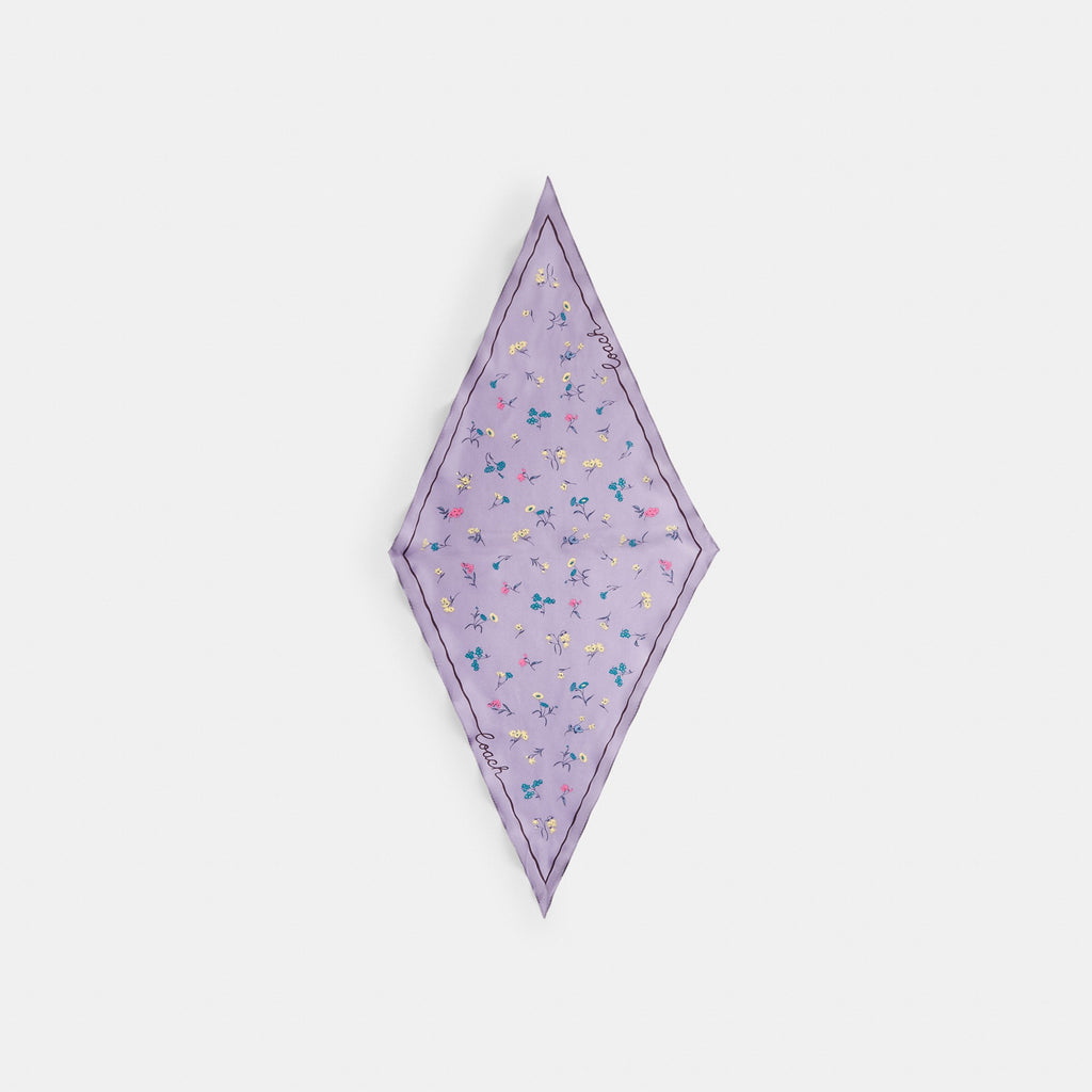 Coach Tossed Floral Print Silk Diamond Scarf - Violet Mist (Women's)