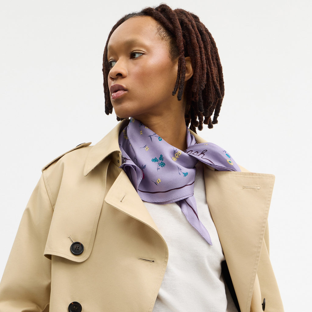 Coach Tossed Floral Print Silk Diamond Scarf - Violet Mist (Women's)