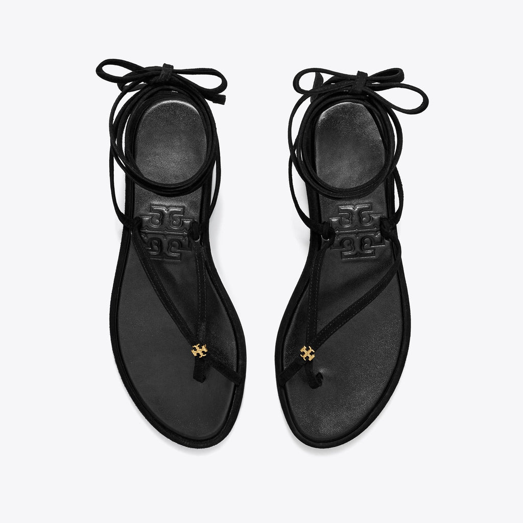 Tory Burch Capri Ankle Wrap Sandal - Black - 5