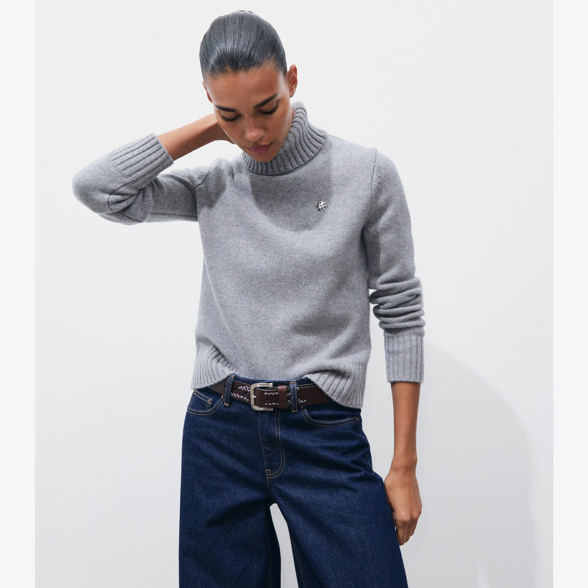 Tory Burch Cashmere Turtleneck - Smoky Gray Melange - 2