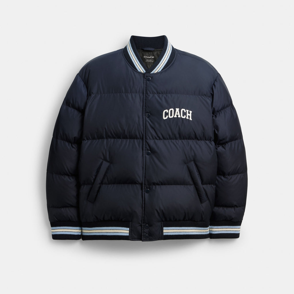 Coach Varsity Down Jacket In Recycled Polyester - Navy (Men's)