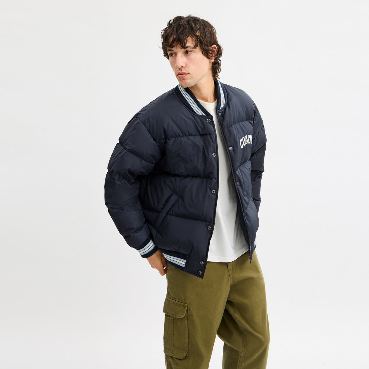 Coach Varsity Down Jacket In Recycled Polyester - Navy (Men's)