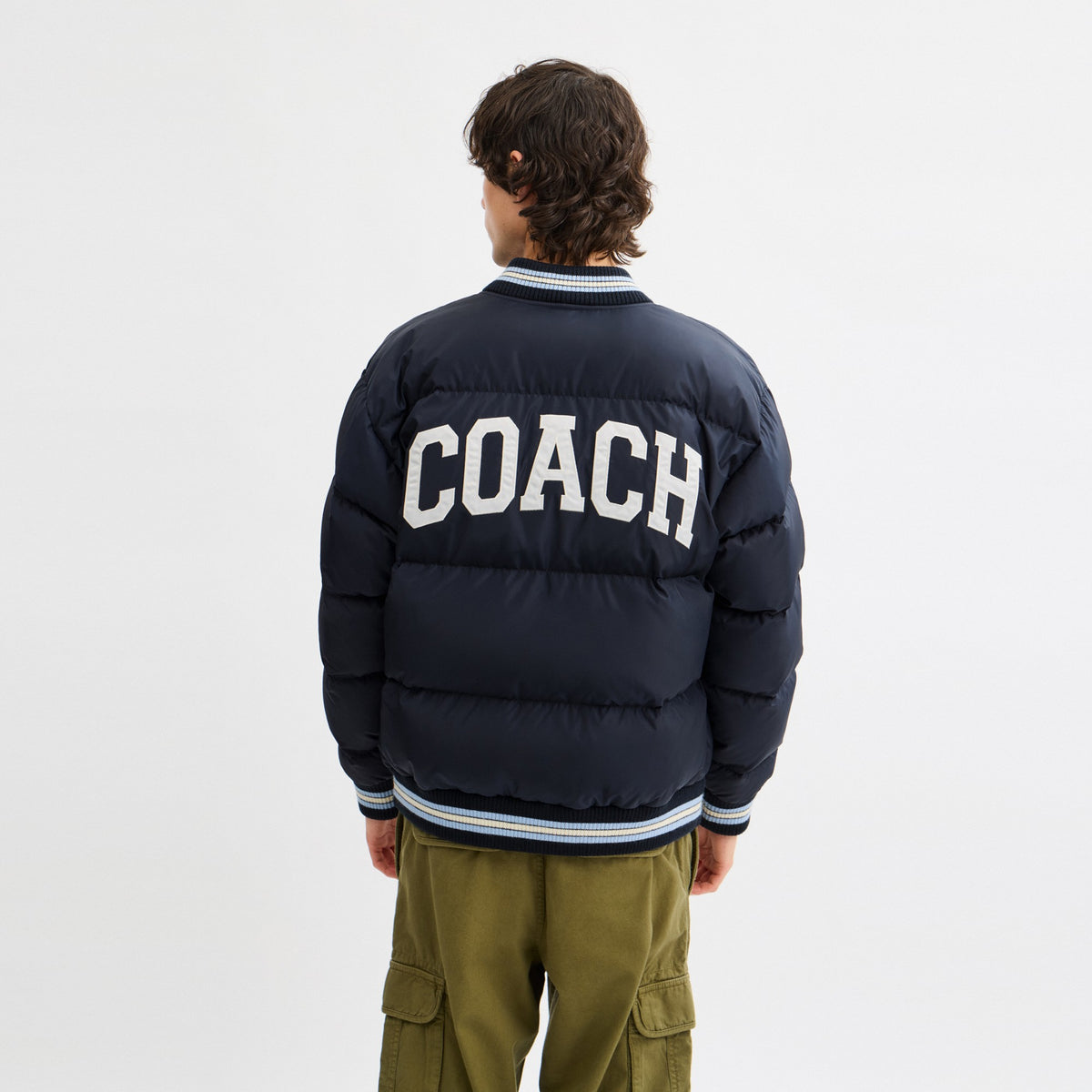 Coach Varsity Down Jacket In Recycled Polyester - Navy (Men's)