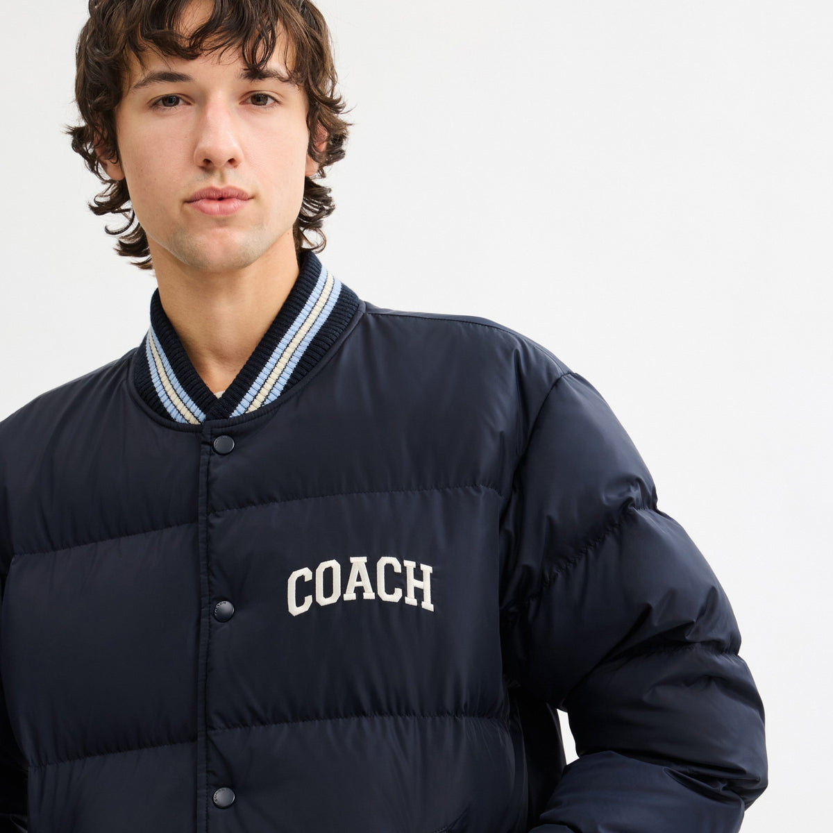 Coach Varsity Down Jacket In Recycled Polyester - Navy (Men's)